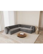 Geelfluwelen symmetrische hoekbank 5-zits grijs - 256x256x74 cm