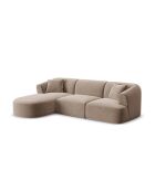 Canapé D'Angle Droit Velours Modulable Talia 4 Places Beige Foncé - 256x156x70 cm