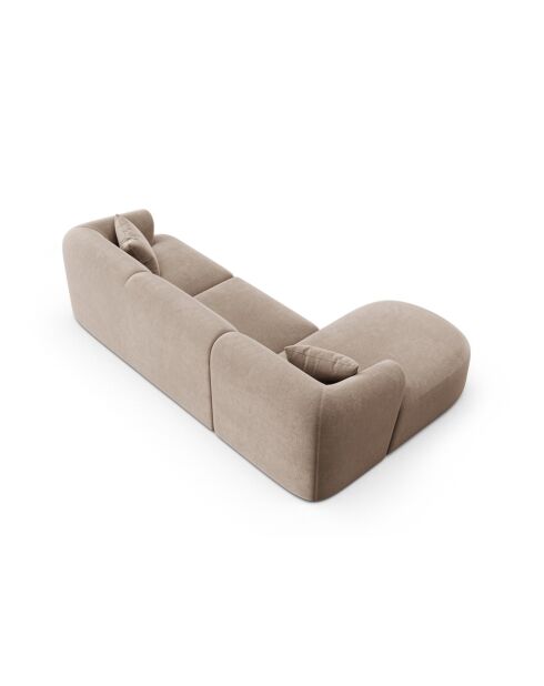 Talia 4-zits hoekbank in donkerbeige, modulair fluweel, rechts, 256x156x70 cm