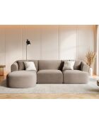 Canapé D'Angle Droit Velours Modulable Talia 4 Places Beige Foncé - 256x156x70 cm