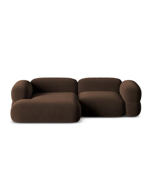 Lony Modular fluwelen hoekbank met linkerhoek, 3-zitsbank, chocolade, 250x147x68 cm
