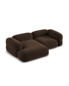 Canapé D'Angle Gauche Velours Modulable Lony 3 Places Chocolat - 250x147x68 cm
