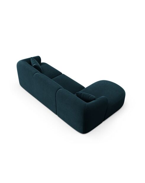 Talia 4-zitsbank in petrol-diep petrol-model, modulaire linkerhoekbank, 256x156x70 cm