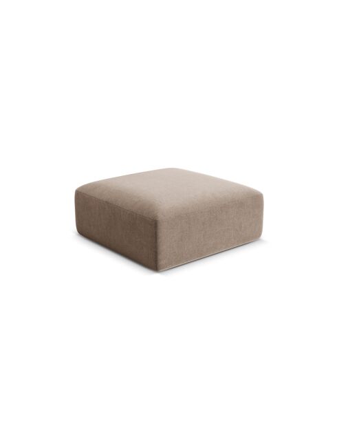 Pouf Velours Talia 1 Place Beige Foncé - 90x90x40 cm