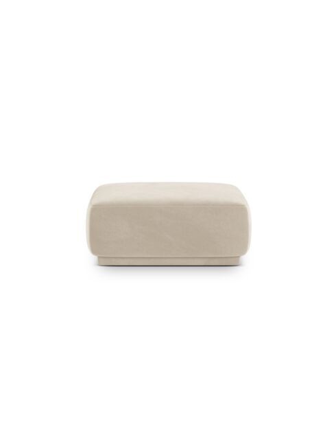 Pouf Velours Jane 1 Place Beige - 90x90x42 cm