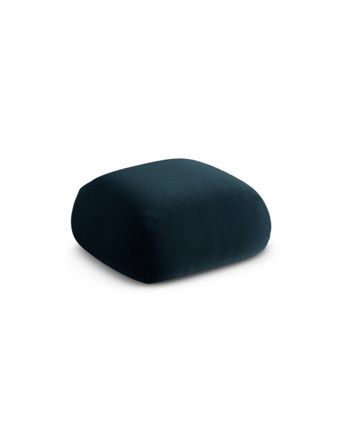 Pouf Velours Lony 1 Place Pétrole Profond - 95x95x40 cm