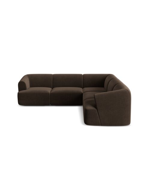 Talia 6-zits symmetrische fluwelen modulaire hoekbank chocolade - 255x255x70 cm