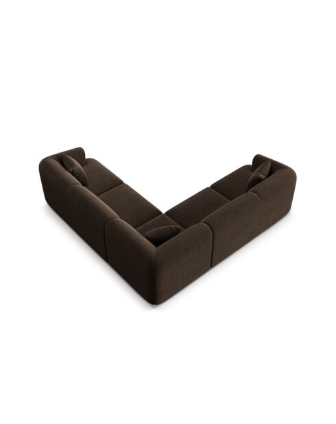 Talia 6-zits symmetrische fluwelen modulaire hoekbank chocolade - 255x255x70 cm