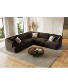 Divano angolare modulare in velluto simmetrico a 6 posti Talia Chocolate - 255x255x70 cm