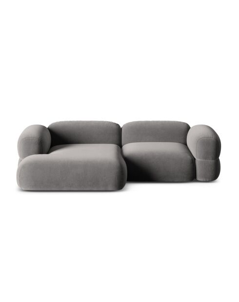 Lony Modulares 3-Sitzer-Ecksofa aus Samt für die linke Seite, 250 x 147 x 68 cm, Grau