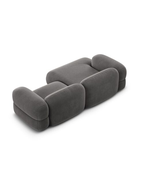 Lony Modulares 3-Sitzer-Ecksofa aus Samt für die linke Seite, 250 x 147 x 68 cm, Grau