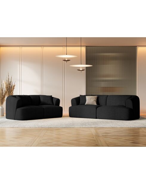 Talia 2-zitsbank, zwart, modulair, 180x90x70 cm