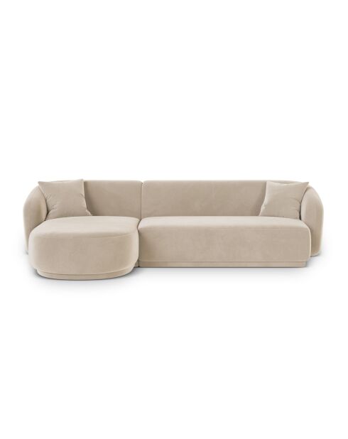 Canapé D'Angle Gauche Velours Jane 4 Places Beige - 260x155x74 cm