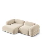 Divano angolare sinistro modulare Lony a 3 posti beige chiaro in velluto - 250x147x68 cm