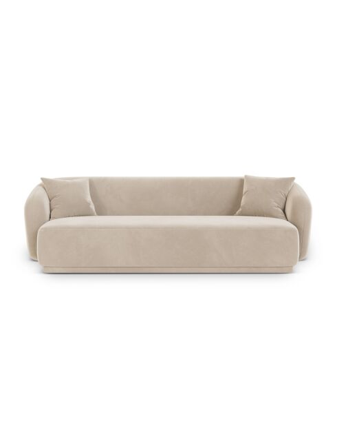 Canapé Velours Jane 3 Places Beige - 220x93x74 cm