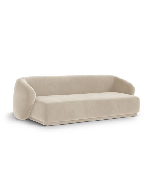 Canapé Velours Jane 3 Places Beige - 220x93x74 cm