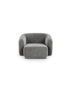 Jane 1-zits fauteuil van grijs fluweel - 93x90x74 cm