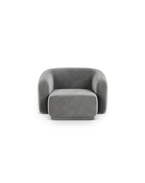 Fauteuil en velours Jane 1 Place Gris - 93x90x74 cm