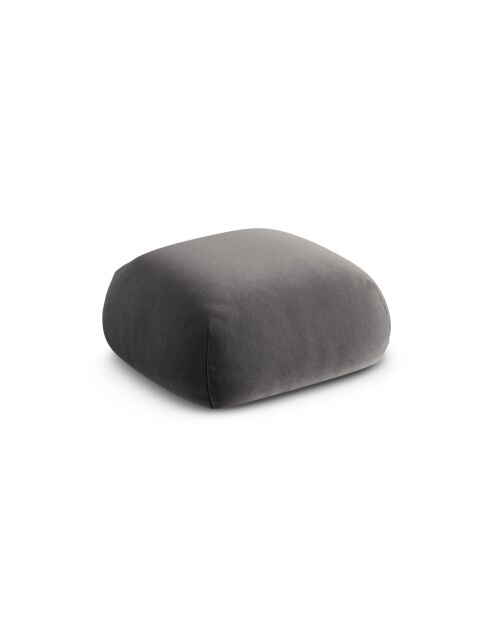 Pouf Velours Lony 1 Place Gris - 95x95x40 cm
