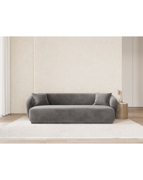 Canapé Velours Jane 3 Places Gris - 220x93x74 cm