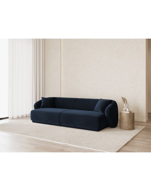 Canapé Velours Jane 4 Places Bleu Roi - 246x93x74 cm