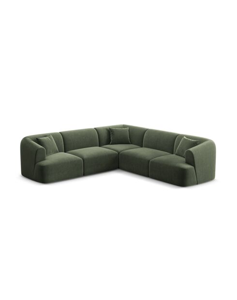 Modulares Ecksofa Talia aus Samt, symmetrisch, 255x255x70 cm, Grün