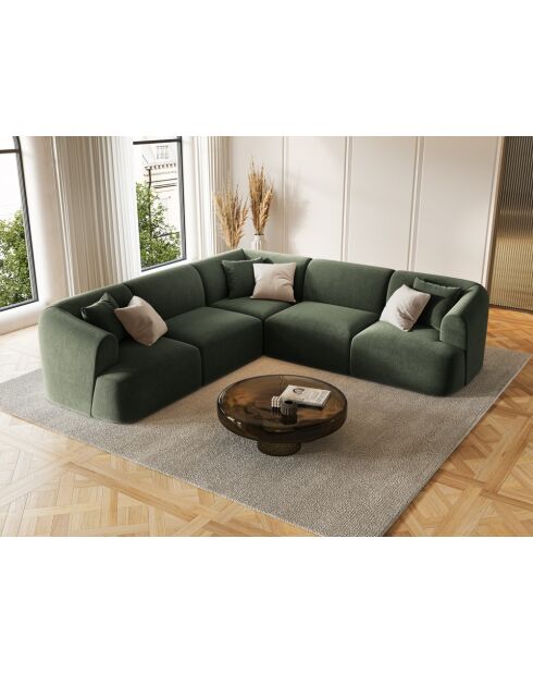 Modulares Ecksofa Talia aus Samt, symmetrisch, 255x255x70 cm, Grün