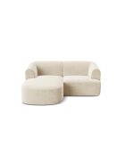 Canapé D'Angle Droit Velours Modulable Talia 3 Places Beige Clair - 180x156x70 cm