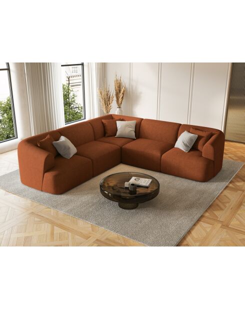 Talia modulaire symmetrische hoekbank met 6 zitplaatsen, baksteen, 255x255x70 cm