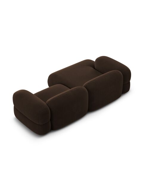 Lony Modular fluwelen hoekbank met rechte hoek, 3-zitsbank, chocolade, 250x147x68 cm