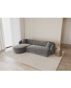 Rechterhoekbank geel fluweel 4-zits grijs - 260x155x74 cm