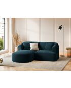 Canapé D'Angle Droit Velours Modulable Talia 3 Places Pétrole Profond - 180x156x70 cm