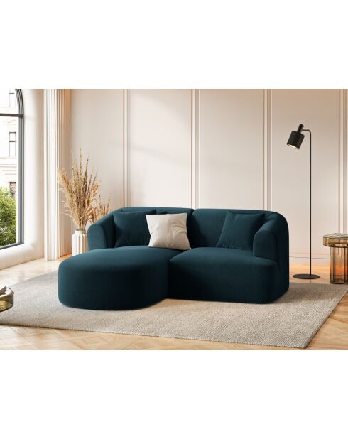 Canapé D'Angle Droit Velours Modulable Talia 3 Places Pétrole Profond - 180x156x70 cm