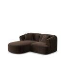 Canapé D'Angle Droit Velours Modulable Talia 3 Places Chocolat - 180x156x70 cm
