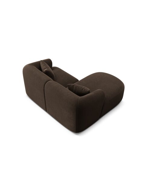Canapé D'Angle Droit Velours Modulable Talia 3 Places Chocolat - 180x156x70 cm
