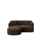 Canapé D'Angle Gauche Velours Modulable Talia 3 Places Chocolat - 180x156x70 cm