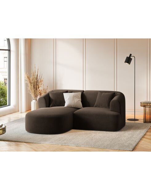 Canapé D'Angle Gauche Velours Modulable Talia 3 Places Chocolat - 180x156x70 cm