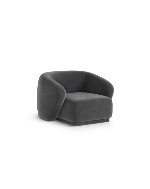 Fauteuil en velours Jane 1 Place Gris Foncé - 93x90x74 cm