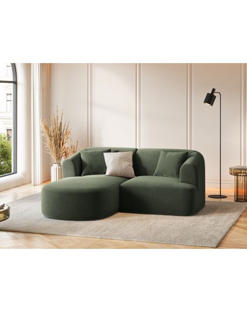 Canapé D'Angle Droit Velours Modulable Talia 3 Places Vert - 180x156x70 cm