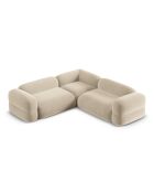 Canapé d'angle modulaire symétrique en velours Lony 5 Places Beige Clair - 250x250x68 cm