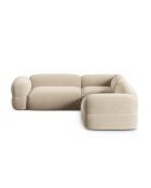 Canapé d'angle modulaire symétrique en velours Lony 5 Places Beige Clair - 250x250x68 cm