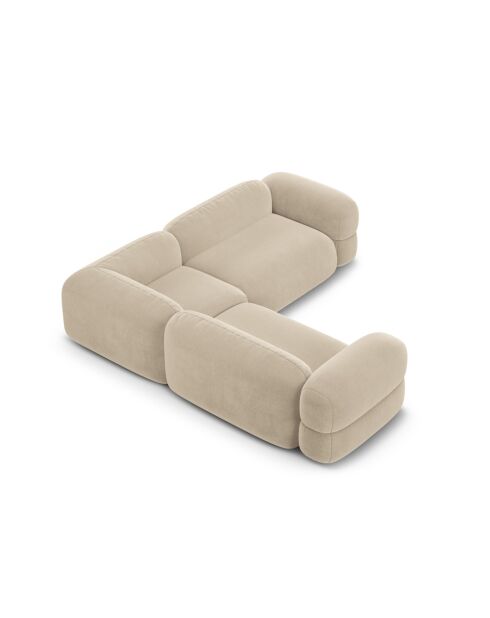 Canapé d'angle modulaire symétrique en velours Lony 5 Places Beige Clair - 250x250x68 cm