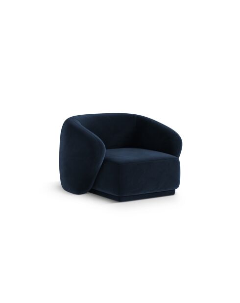 Fauteuil en velours Jane 1 Place Bleu Roi - 93x90x74 cm