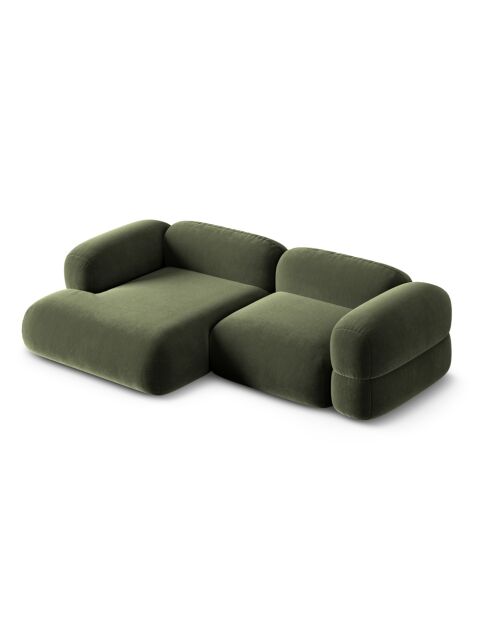 Lony 3-zitsbank in groene modulaire fluwelen linkerhoek - 250x147x68 cm