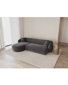 Linkes Ecksofa Jane Velvet 4-Sitzer Dunkelgrau - 260x155x74 cm