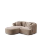 Canapé D'Angle Gauche Velours Modulable Talia 3 Places Beige Foncé - 180x156x70 cm