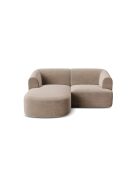 Canapé D'Angle Gauche Velours Modulable Talia 3 Places Beige Foncé - 180x156x70 cm