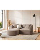 Canapé D'Angle Gauche Velours Modulable Talia 3 Places Beige Foncé - 180x156x70 cm