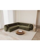 Symmetrische hoekbank 5-zits geel fluweel groen - 256x256x74 cm