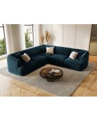 Canapé d'angle modulaire symétrique en velours Talia 6 Places Pétrole Profond - 255x255x70 cm